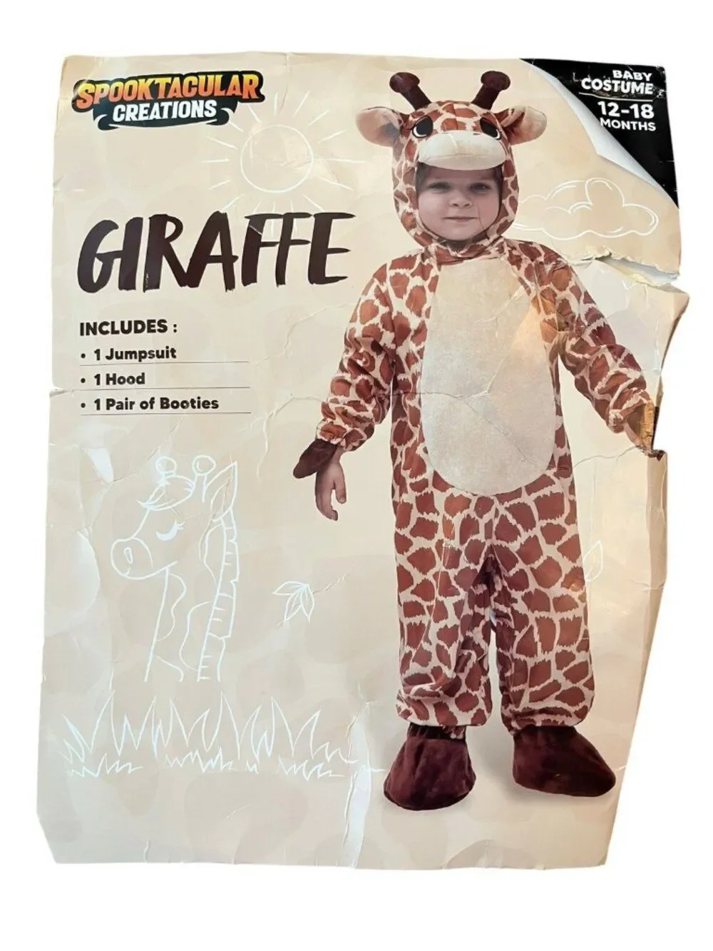 Boy or Girl Baby Toddler 12 - 18 Months Faux Fur Giraffe Complete Costume New